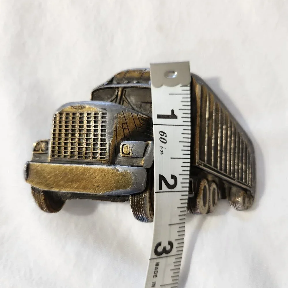 VTG The Great American Chicago Truck Brass Belt Buckle #240 Semi-Truck Trailer